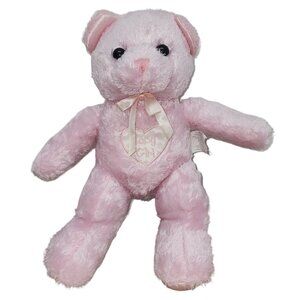 J.C. Penny Pink Baby Girl Plush Stuffed Animal Bear Bean Bag Bottom 12 Inches